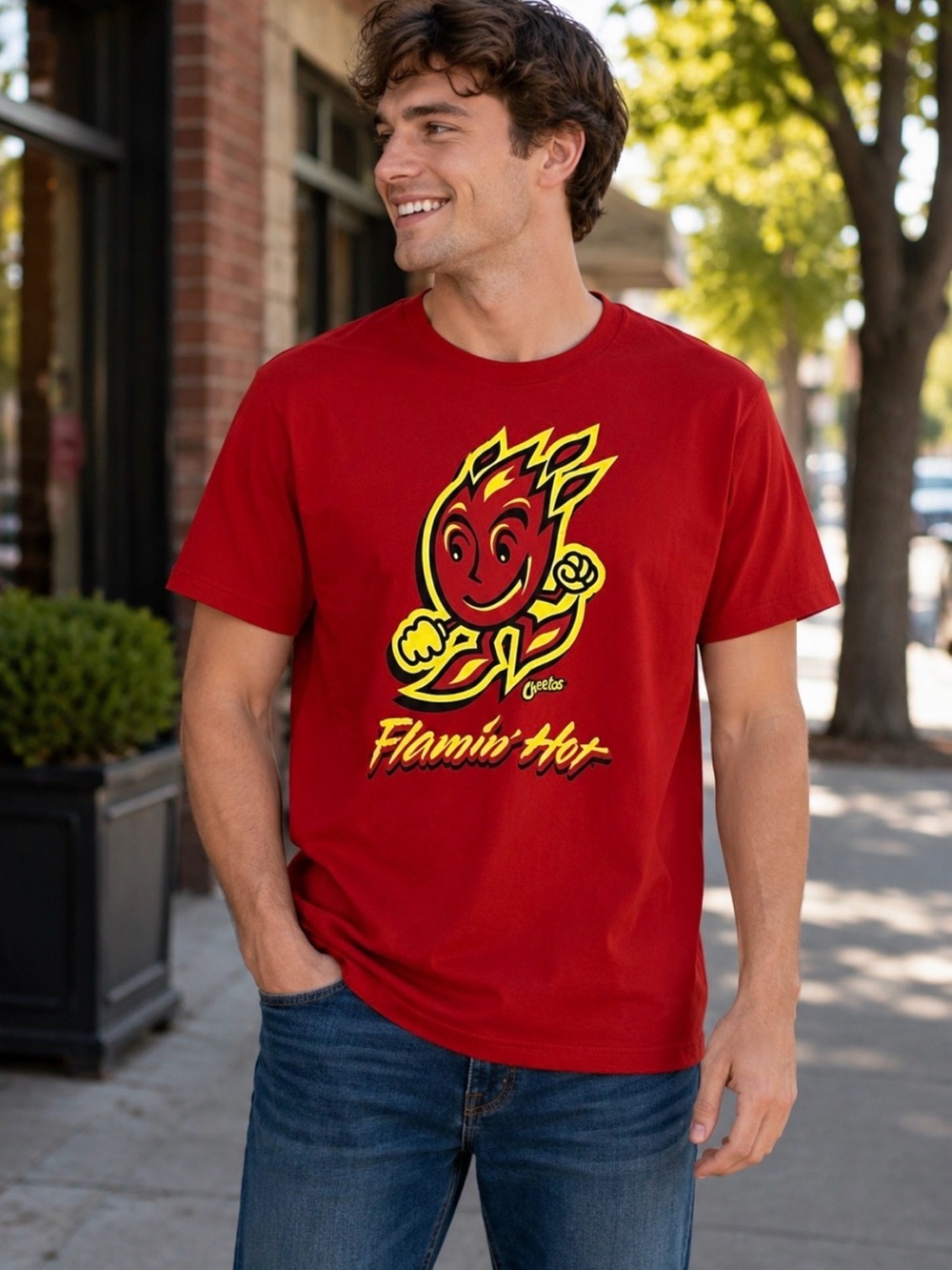 Cheetos Flamin' Hot Logo Mascot Short Sleeve T-Shirt Medium